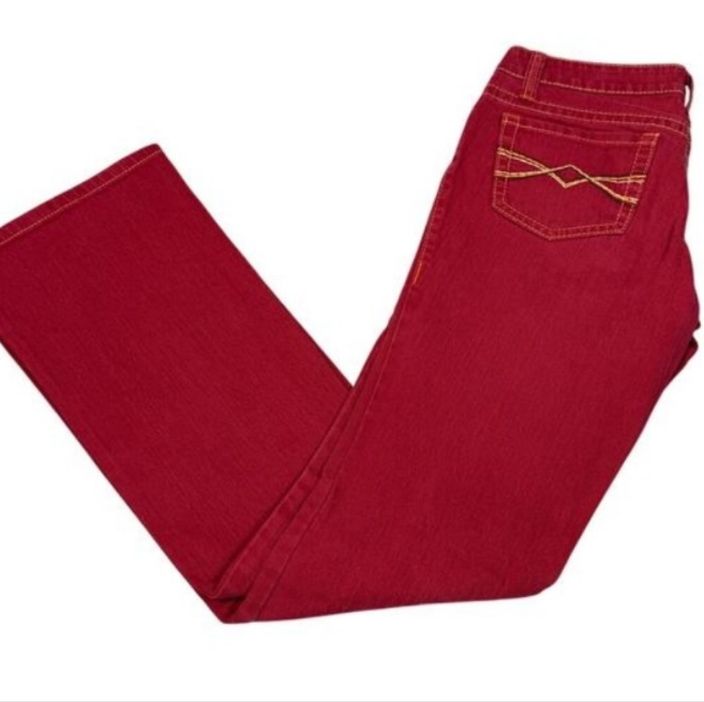 y2k Wet Seal Womens Size 5 Red Denim Jeans Low Waist Bootcut Flare